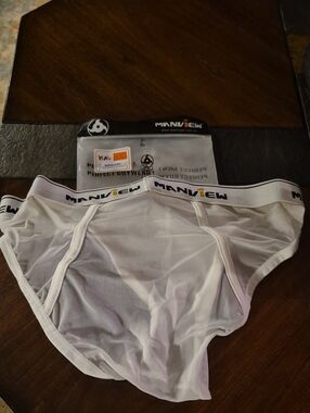 White Men's Sheer Mesh Briefs - Breathable Comfort